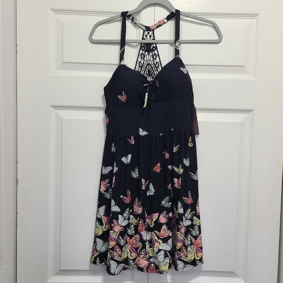 No Boundaries Dresses & Skirts - No Boundaries Black Butterfly Halter Sundress Cocktail NB Sweetheart Lace Back S